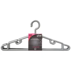 5five Lot de 10 cintres en plastique, Gris