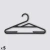 5five Lot de 5 cintres fins antidérapants, Noir