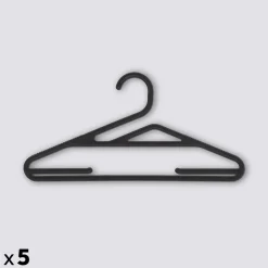 5five Lot de 5 cintres fins antidérapants, Noir