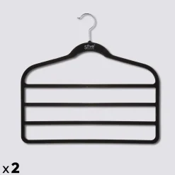 5five Lot de 2 cintres pantalon en feutrine, Noir