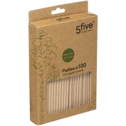 5five Lot de 100 pailles en papier kraft