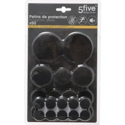 5five Lot de 50 patins de protection, Noir