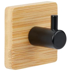 5five Lot de 2 patères adhésives 1 tête métal et bambou