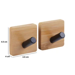 5five Lot de 2 patères adhésives 1 tête métal et bambou