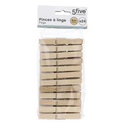 5five Lot de 24 pinces à linge en bois