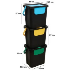 5five Lot de 3 poubelles, Manuel, 24 l, Plusieurs coloris