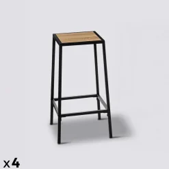 5five Lot de 4 tabourets bar, Effet chêne naturel