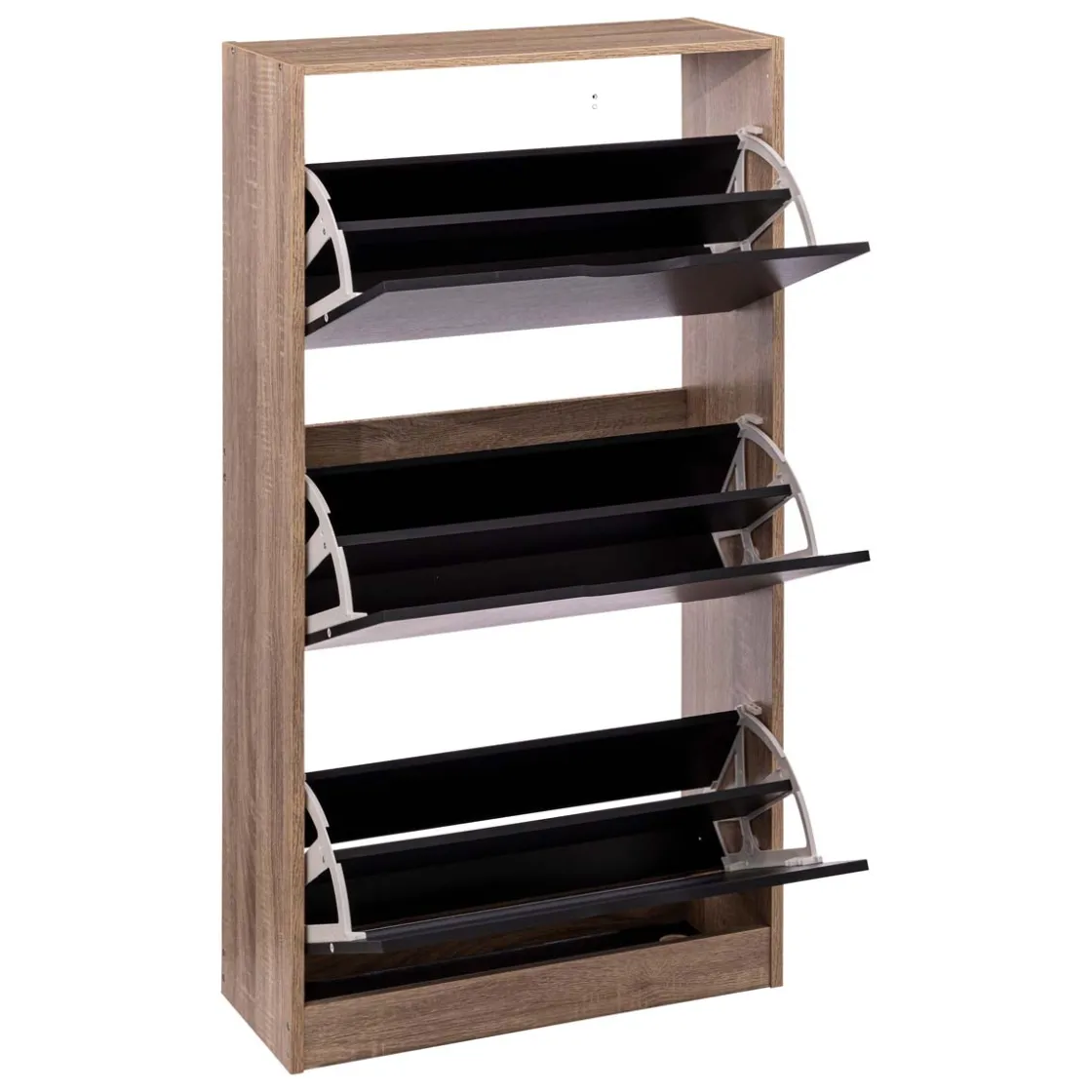 5five Meuble range-chaussures 3 tiroirs, Noir/Effet chêne