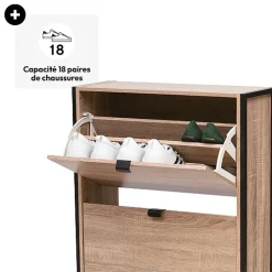 5five Meuble range-chaussures 3 tiroirs, Effet chêne naturel