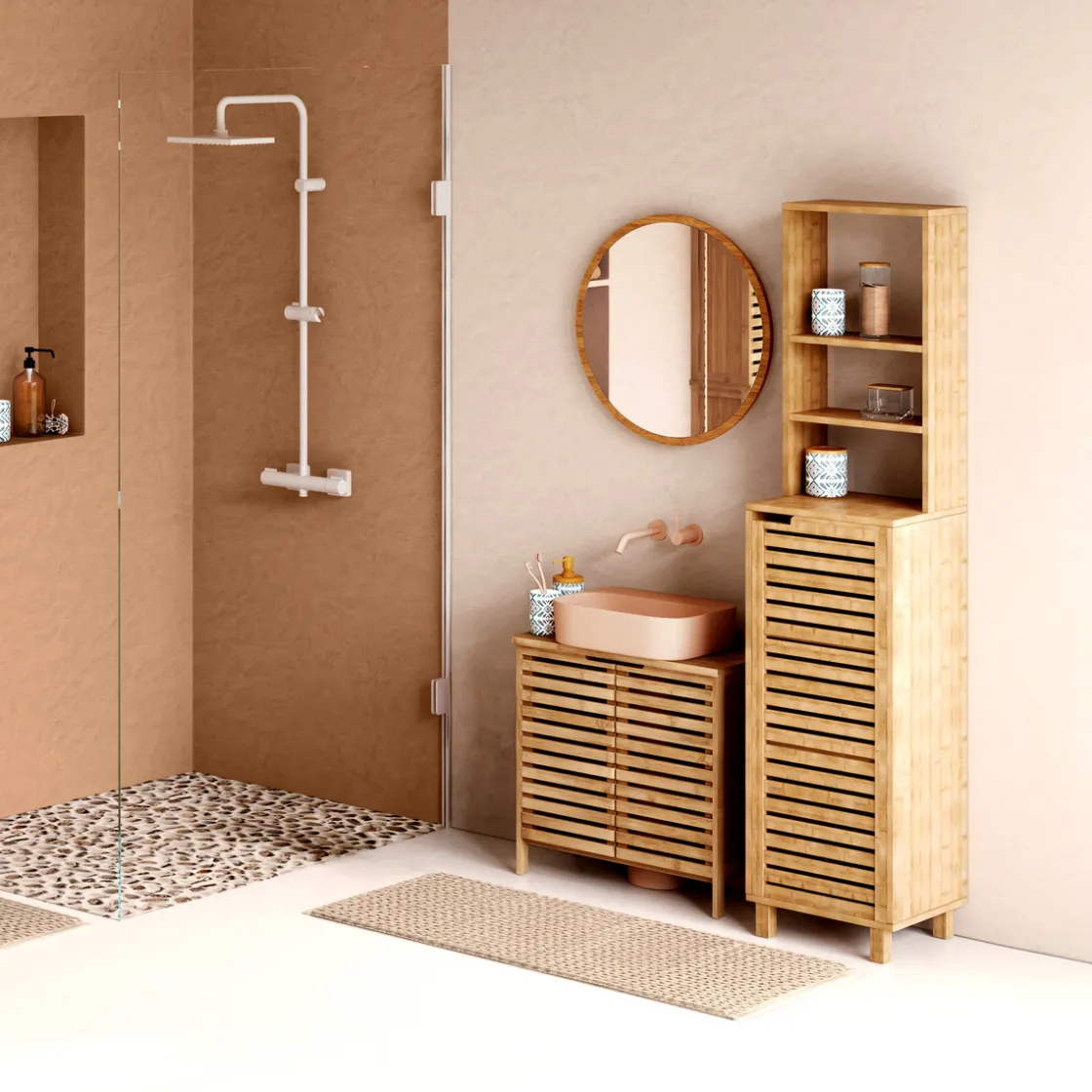 5five Meuble étagère 1 porte, Bambou