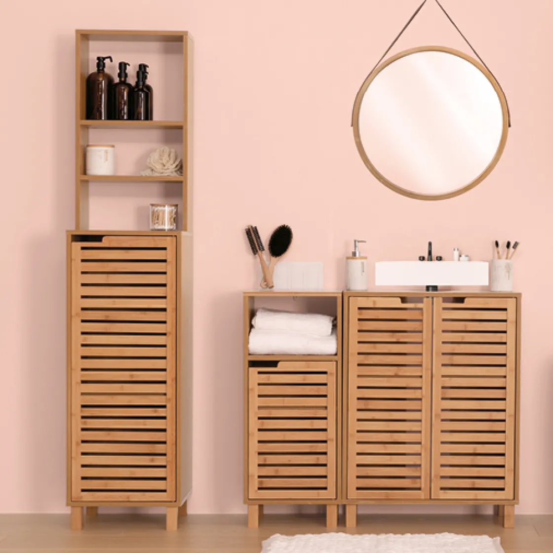 5five Meuble étagère 1 porte, Bambou