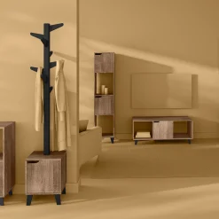 5five Meuble TV effet chêne naturel, Noir