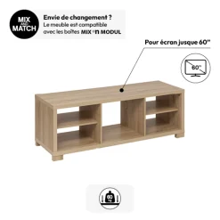 5five Meuble TV 120x42,5cm, Effet bois