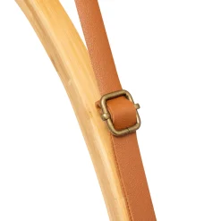 5five Miroir mural rond avec lanière cuir, 50cm, Bambou