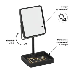 5five Miroir pivotant, 30x15,2 cm, Noir