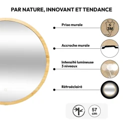 5five Miroir rond à led 57cm
