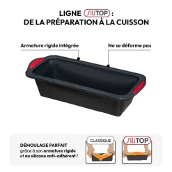 5five Moule à cake silicone- Noir,rouge