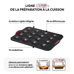 5five Moule 16 madeleines silicone- Noir,rouge