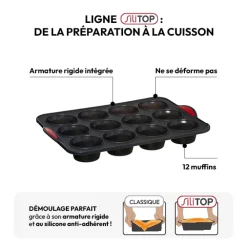 5five Moule 12 muffins silicone - Noir