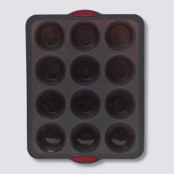 5five Moule 12 muffins silicone- Noir,rouge
