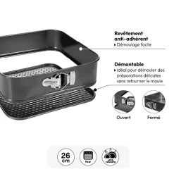 5five Moule carré démontable métal, 26cm