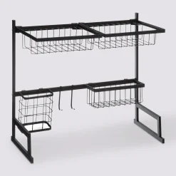 5five Organiseur d'évier égouttoir en métal, Noir