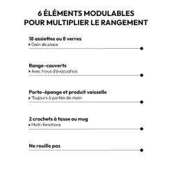 5five Organiseur d'évier égouttoir en métal, Noir