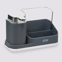 5five Organiseur évier avec distributeur 300ml, Gris