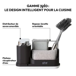 5five Organiseur évier avec distributeur 300ml, Gris noir