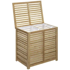 5five Panier à linge double 50L, Bambou