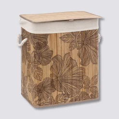 5five Panier à linge 60L - Bambou, Noir