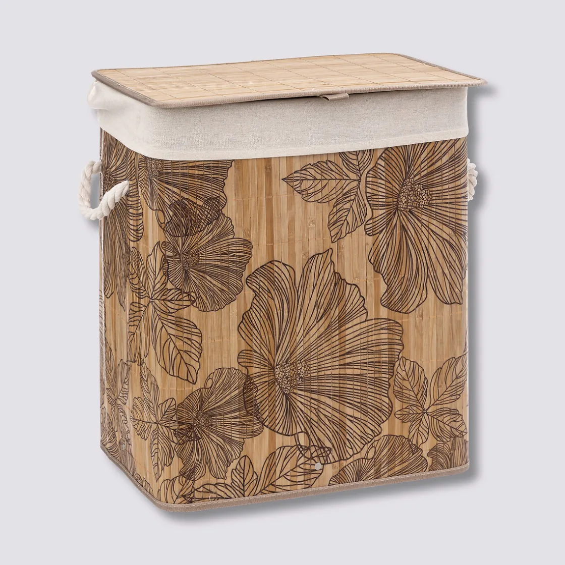 5five Panier à linge 60L - Bambou, Noir