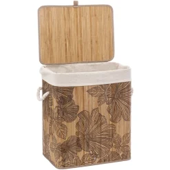 5five Panier à linge 60L - Bambou, Noir