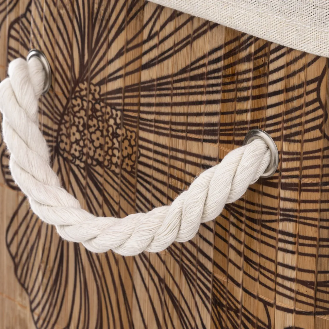 5five Panier à linge 60L - Bambou, Noir