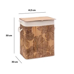 5five Panier à linge 60L - Bambou, Noir