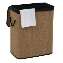 5five Panier à linge 100L, Bambou et noir