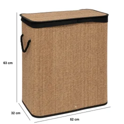 5five Panier à linge 100L, Bambou et noir