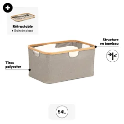 5five Panier à linge pliable 54L, Gris