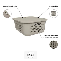 5five Panier avec couvercle 13,9L, Lin