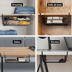 5five Panier de rangement à suspendre 51,5cm, Noir