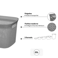 5five Panier en plastique 25L, Gris