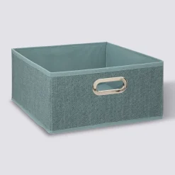 5five Panier tissu 31x15 cm, Bleu pétrole chiné