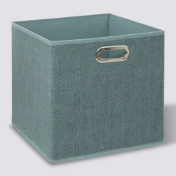 5five Panier tissu 31x31 cm, Bleu pétrole Chiné