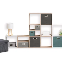 5five Panier tissu 31x31 cm, Bleu pétrole Chiné