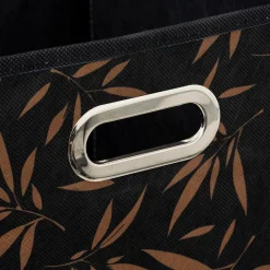 5five Panier tissu 31x31cm, Noir avec motifs