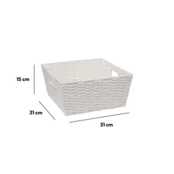 5five Panier vannerie 31x15cm, Blanc