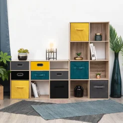 5five Panier velours 31x31 cm, Bleu