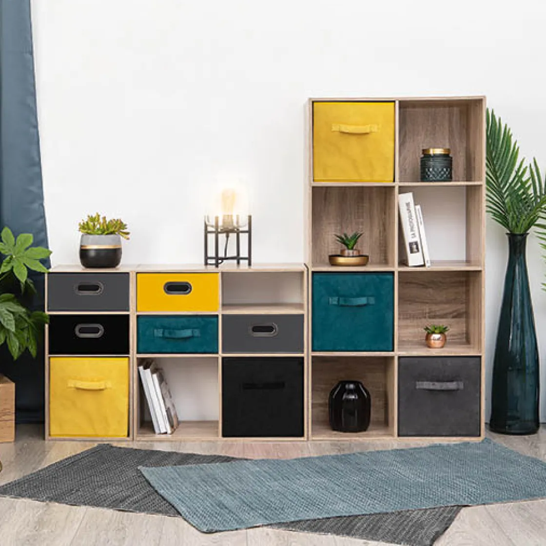 5five Panier velours 31x15 cm, Jaune