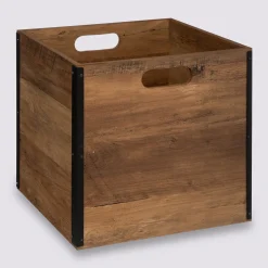 5five Panier 31x31cm, Effet bois foncé