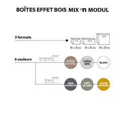 5five Panier 31x31cm, Effet chêne gris
